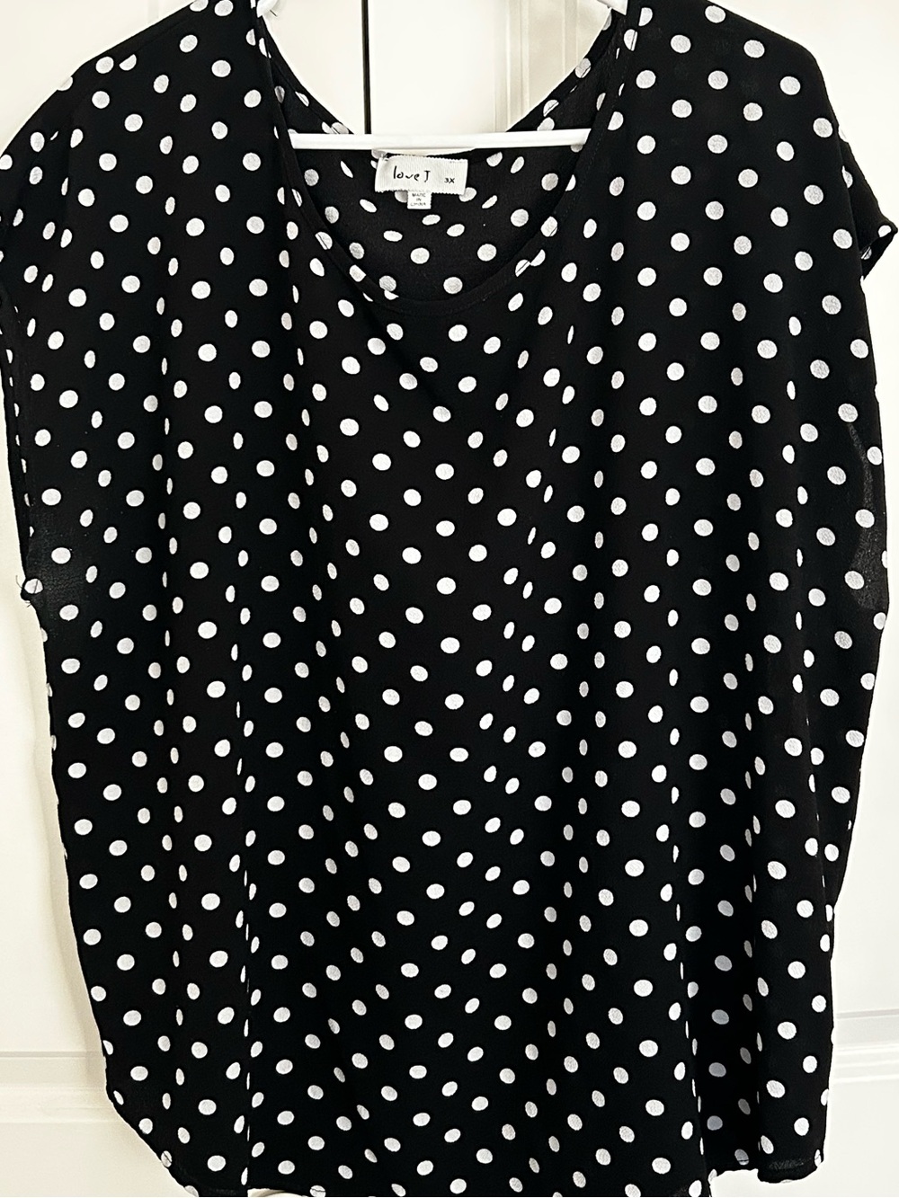 love J Black & White Polka Dot Blouse